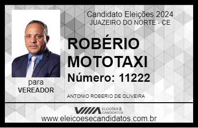 Candidato ROBÉRIO MOTOTAXI 2024 - JUAZEIRO DO NORTE - Eleições