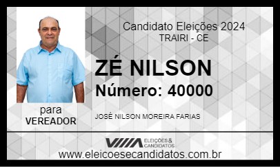 Candidato ZÉ NILSON 2024 - TRAIRI - Eleições