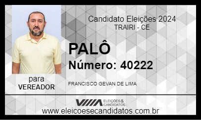 Candidato PALÔ 2024 - TRAIRI - Eleições