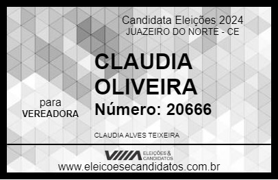 Candidato CLAUDIA OLIVEIRA 2024 - JUAZEIRO DO NORTE - Eleições