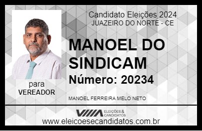 Candidato MANOEL DO SINDICAM 2024 - JUAZEIRO DO NORTE - Eleições