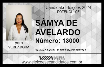 Candidato SÂMYA DE AVELARDO 2024 - POTENGI - Eleições