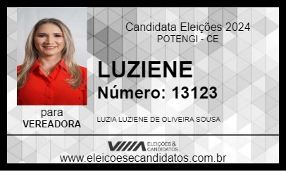 Candidato LUZIENE 2024 - POTENGI - Eleições