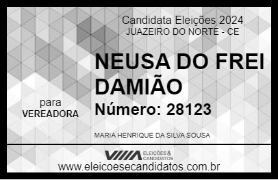 Candidato NEUSA DO FREI DAMIÃO 2024 - JUAZEIRO DO NORTE - Eleições