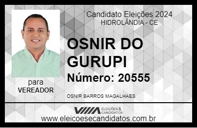 Candidato OSNIR DO GURUPI 2024 - HIDROLÂNDIA - Eleições