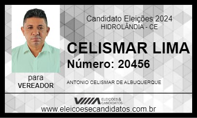 Candidato CELISMAR LIMA 2024 - HIDROLÂNDIA - Eleições