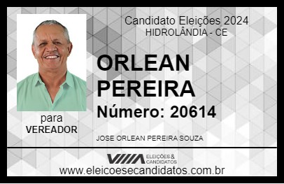 Candidato ORLEAN PEREIRA 2024 - HIDROLÂNDIA - Eleições