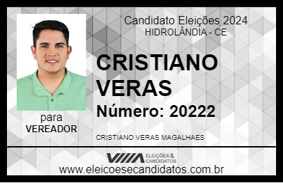 Candidato CRISTIANO VERAS 2024 - HIDROLÂNDIA - Eleições