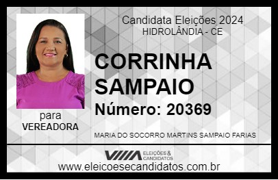 Candidato CORRINHA SAMPAIO 2024 - HIDROLÂNDIA - Eleições