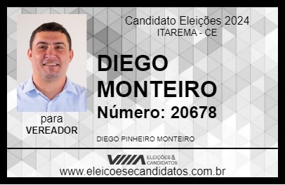 Candidato DIEGO MONTEIRO 2024 - ITAREMA - Eleições