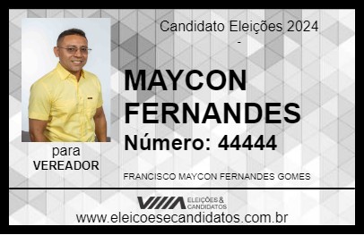 Candidato MAYCON FERNANDES 2024 - ARACOIABA - Eleições