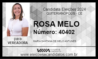 Candidato ROSA MELO 2024 - QUITERIANÓPOLIS - Eleições