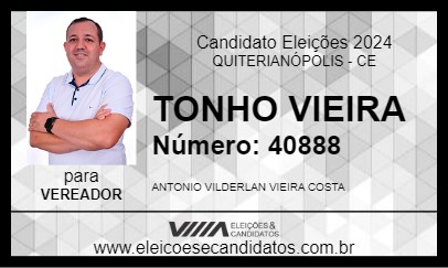 Candidato TONHO VIEIRA 2024 - QUITERIANÓPOLIS - Eleições