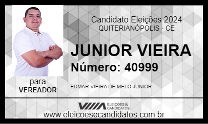 Candidato JUNIOR VIEIRA 2024 - QUITERIANÓPOLIS - Eleições