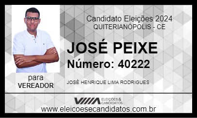 Candidato JOSÉ PEIXE 2024 - QUITERIANÓPOLIS - Eleições