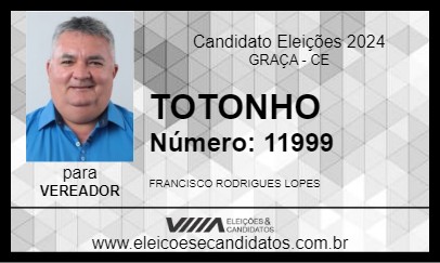 Candidato TOTONHO 2024 - GRAÇA - Eleições