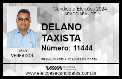 Candidato DELANO TAXISTA 2024 - ARACOIABA - Eleições