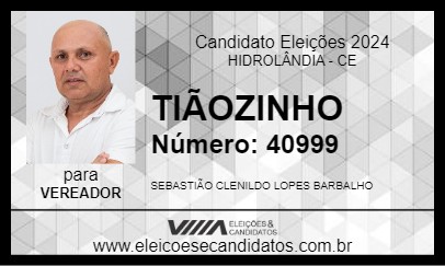 Candidato TIÃOZINHO 2024 - HIDROLÂNDIA - Eleições