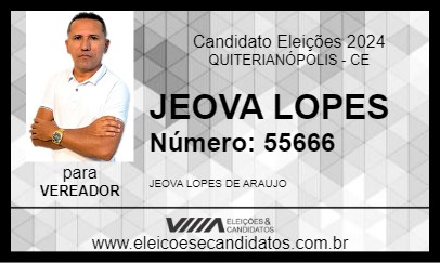 Candidato JEOVA LOPES 2024 - QUITERIANÓPOLIS - Eleições