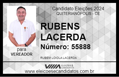 Candidato RUBENS LACERDA 2024 - QUITERIANÓPOLIS - Eleições