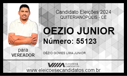 Candidato OEZIO JUNIOR 2024 - QUITERIANÓPOLIS - Eleições