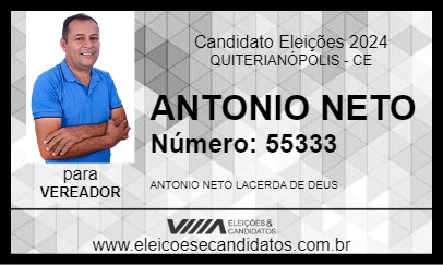 Candidato ANTONIO NETO 2024 - QUITERIANÓPOLIS - Eleições