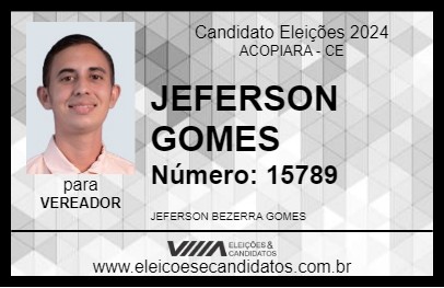 Candidato JEFERSON GOMES 2024 - ACOPIARA - Eleições