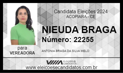 Candidato NIEUDA BRAGA  2024 - ACOPIARA - Eleições