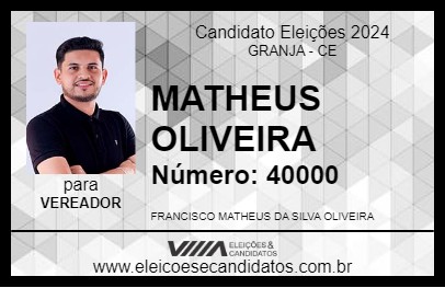 Candidato MATHEUS OLIVEIRA 2024 - GRANJA - Eleições