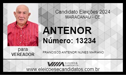 Candidato ANTENOR 2024 - MARACANAÚ - Eleições