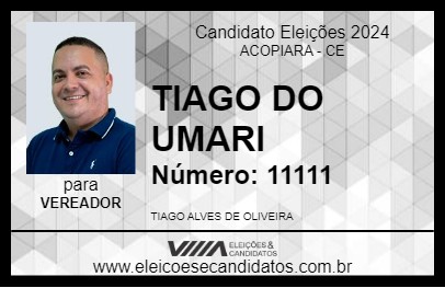 Candidato TIAGO DO UMARI 2024 - ACOPIARA - Eleições