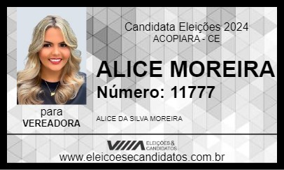 Candidato ALICE MOREIRA 2024 - ACOPIARA - Eleições