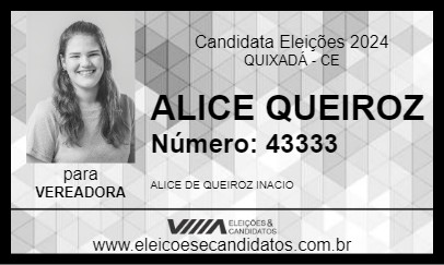 Candidato ALICE QUEIROZ 2024 - QUIXADÁ - Eleições