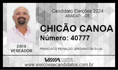 Candidato CHICÃO CANOA 2024 - ARACATI - Eleições