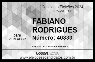 Candidato FABIANO RODRIGUES 2024 - ARACATI - Eleições