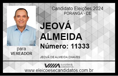 Candidato JEOVÁ ALMEIDA 2024 - PORANGA - Eleições