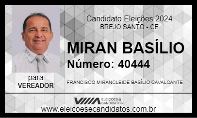 Candidato MIRAN BASÍLIO 2024 - BREJO SANTO - Eleições