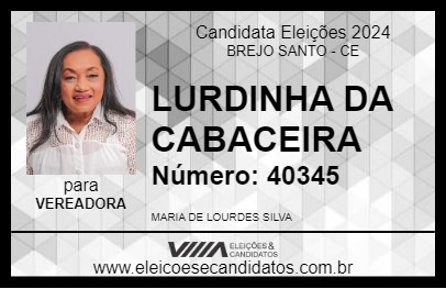 Candidato LURDINHA DA CABACEIRA 2024 - BREJO SANTO - Eleições