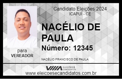 Candidato NACÉLIO DE PAULA 2024 - ICAPUÍ - Eleições