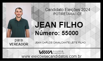 Candidato JEAN FILHO 2024 - POTIRETAMA - Eleições