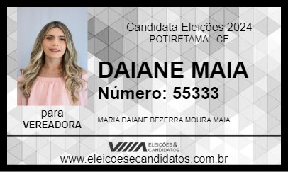 Candidato DAIANE MAIA 2024 - POTIRETAMA - Eleições