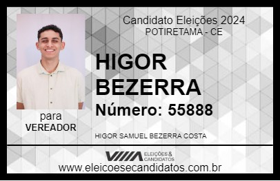 Candidato HIGOR BEZERRA 2024 - POTIRETAMA - Eleições