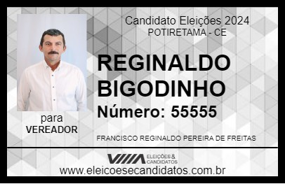 Candidato REGINALDO BIGODINHO 2024 - POTIRETAMA - Eleições