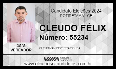 Candidato CLEUDO FÉLIX 2024 - POTIRETAMA - Eleições