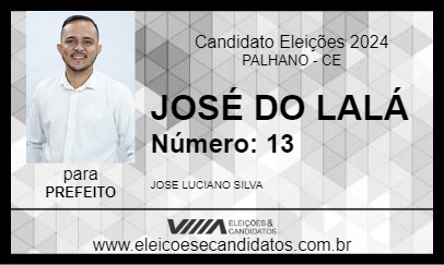 Candidato JOSÉ DO LALÁ 2024 - PALHANO - Eleições