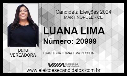 Candidato LUANA LIMA 2024 - MARTINÓPOLE - Eleições