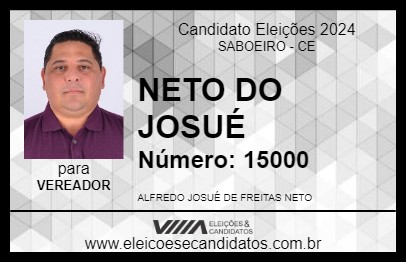 Candidato NETO DO JOSUÉ 2024 - SABOEIRO - Eleições