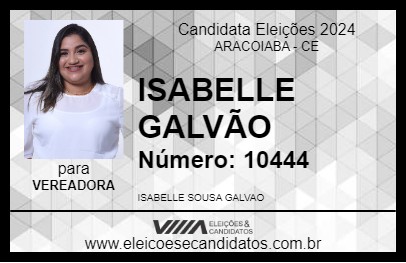 Candidato ISABELLE GALVÃO 2024 - ARACOIABA - Eleições