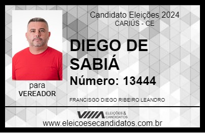 Candidato DIEGO DE SABIÁ 2024 - CARIÚS - Eleições