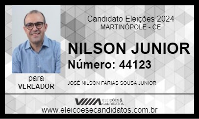 Candidato NILSON JUNIOR 2024 - MARTINÓPOLE - Eleições